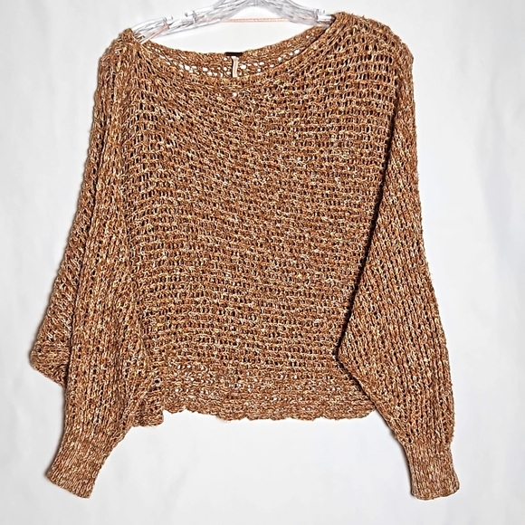 Free People Sweaters - Free People Slouchy Open Knit Cropped Sweater Dolman Sleeves Size